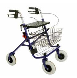 Leichter Rollator mit Sitzfläche und Einkaufskorb